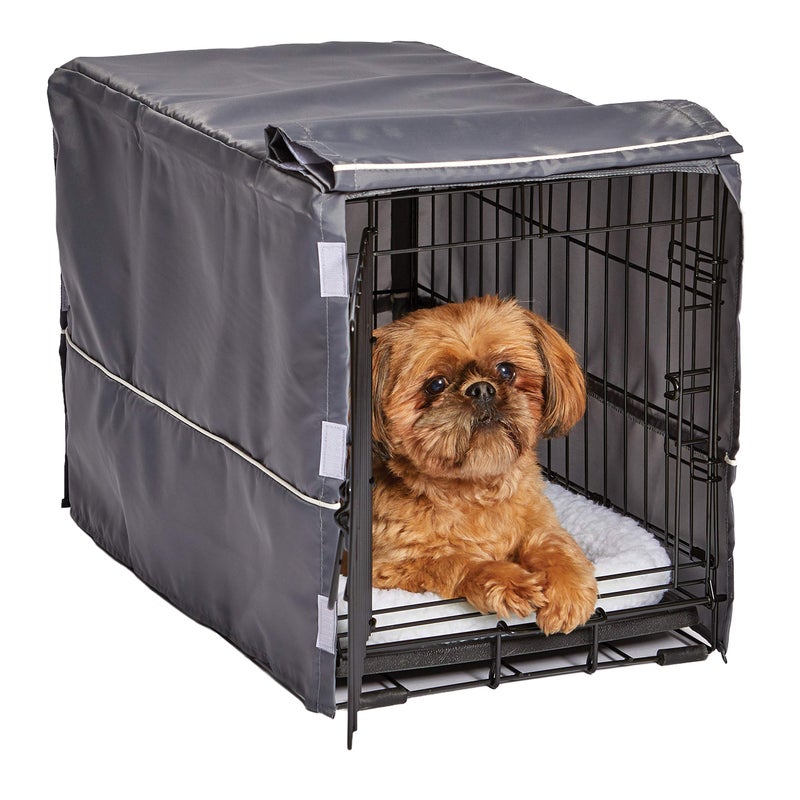 New World XS Dog Crate Cover, Polyester Privacy Kennel Cover Fits Most 22-inch Crates, Light Gray, Machine Washable, Reduces Barking & Chewing - Image 1